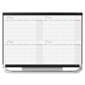 Quartet Prestige Total Erase Calendar - Monthly - 48" x 36" - 4 Month Per 1 Page(s) - Aluminum Frame - Graphite