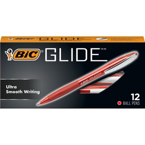 BIC America Atlantis Ballpoint Pen - Red Ink - Translucent Barrel - 1 Dozen