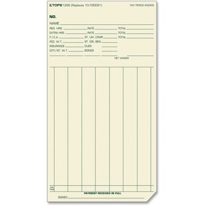 Tops Weekly Time Card