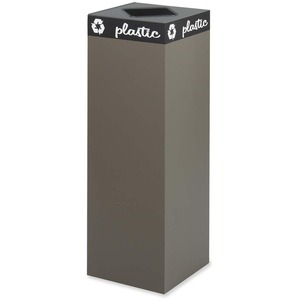 Safco Public Square 2984BR Recycling Container - 42gal Capacity - Square - 44" Height x 15.25" Width x 15.25" Depth - Steel - Brown Base