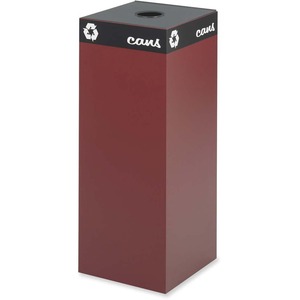 Safco Public Square 2983BG Recycling Container - 37gal Capacity - Square - 38" Height x 15.25" Width x 15.25" Depth - Steel - Burgundy Base