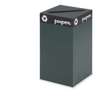 Safco Public Square 2981GN Recycling Container - 25gal Capacity - Square - 26" Height x 15.25" Width x 15.25" Depth - Steel - Green Base