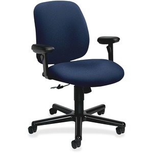 HON 7754 Task Chair - Aluminum Black Frame - Foam Blue Seat
