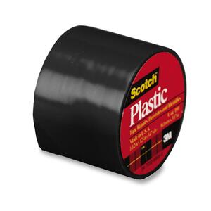 3M Scotch Colored Plastic Tape - 1.5" Width x 125" Length - Plastic - Moisture Resistant, Stretchable - Black