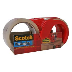 3M High Performance Packaging Tape with Reusable Dispenser - 1.88" Width x 38yd Length - 3" Core - Dispenser Included - 2 / Pack - Clear