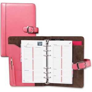 Day-Timer Pink Ribbon Leather Starter Set - 3.75" x 6.75" - 1" Capacity - 1 Each - Pink