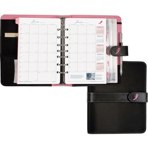 Day-Timer Leather Starter Set - 5.5" x 8.5" - 1" Capacity - 1 Each - Black