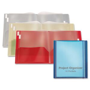 GLOBE-WEIS Poly Organizer - Letter - 8.5" x 11" - 4 Divider - 250 Sheet - Dark Red, Clear
