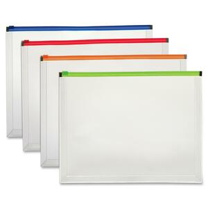 GLOBE-WEIS Zippered Poly Envelope - Letter - 8.5" x 11" - 1" Capacity - 1 Each - Assorted