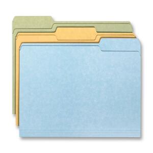 Smead Top Tab File Folder - Letter - 8.5" x 11" - 1/3 Tab Cut - 18 / Pack - 11pt. - Brown, Green, Blue
