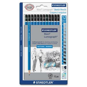 Staedtler Lumograph Drawing Pencil - 6B Pencil Grade, 5B Pencil Grade, 4B Pencil Grade, 3B Pencil Grade, 2B Pencil Grade, B Pencil Grade, HB Pencil Grade, F Pencil Grade, H Pencil Grade, 2H Pencil Grade, 3H Pencil Grade, 4H Pencil Grade - Assorted Lead