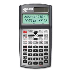Victor Advanced Scientific Calculator - 280 Functions - 2 Line(s) - 10 Character(s) - Battery, Solar Powered - Black