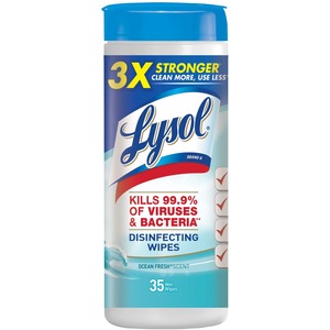 Reckitt Benckiser Spring Waterfall Lysol Wipe - Cleaning Wipe - 35 Wipe - White