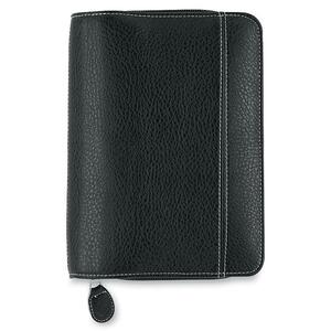 Franklin Covey Unstructured Pebbled Leather Like Binder - 4.25" x 6.75" - 1 Each - Black