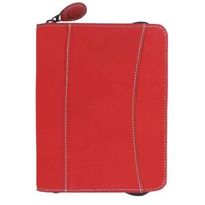 Franklin Covey Sedona Leather Zipper Binder - 5.5" x 8.5" - 1 Each - Red