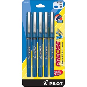 Pilot Precise V7 Rollerball Pen - 0.7 mm Pen Point Size - Blue Ink - Blue Barrel - 5 / Pack