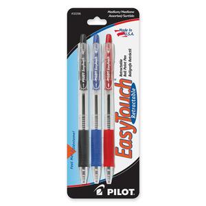 Pilot EasyTouch Retractable Ballpoint Pen - Assorted Ink - 3 / Pack