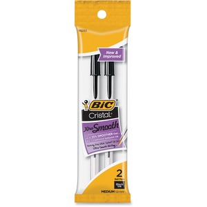 BIC Cristal Stick Ballpoint Pen - Black Ink - Clear Barrel - 2 / Bag