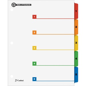 Cardinal Onestep Green Index System - 5 x Tab Printed - 1 Each - Multicolor Tab