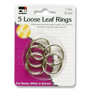 CLI Loose-leaf Ring - 1" Diameter - Round - For Loose-leaf - 5 / Pack - Silver