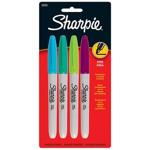 Sanford Pen-style Permanent Marker - Point Marker Point Style - Assorted Ink - 4 / Pack