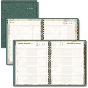 At-A-Glance LifeLinks Appointment Book - Weekly, Monthly - 9.5" x 11.75" - January till December - 7:00 AM to 10:00 PM - 1 Week Per 2 Page(s), 1 Month Per 2 Page(s) - Green
