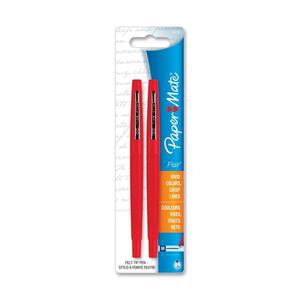 Paper Mate Flair Point Guard Pen - Red Ink - Red Barrel - 2 / Pack