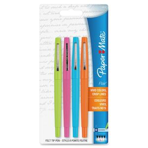 Paper Mate Flair Point Guard Pen - Assorted Ink - 4 / Pack