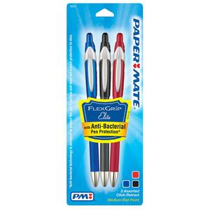 Paper Mate Flexgrip Elite Ballpoint Pen - Assorted Ink - 3 / Pack