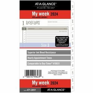 Day Runner PRO Weekly Planner Refill - Weekly - 3.75" x 6.75" - January till December - 7:00 AM to 6:00 PM - 1 Week Per 2 Page(s) - White