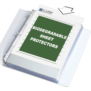 C-line Biodegradable Sheet Protector - Letter 8.5" x 11" - Rectangular - For Protection - Polypropylene - 50 / Box - Clear