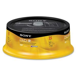 Sony 16x DVD-R Media - 4.7GB - 120mm Standard - 25 Pack