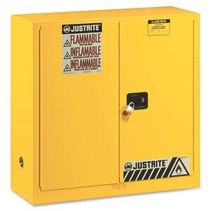 Justrite Flammable Liquid Cabinet43" x 18" x 44" - Steel - Fire Resistant - Yellow