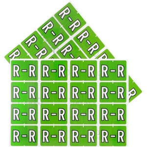 R Light Green Coded Label - Click Image to Close