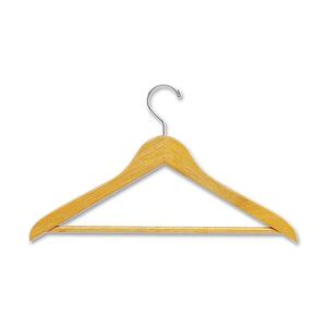 Natural Wooden Garment Hanger with Pant Rod