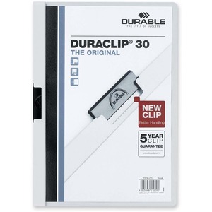 Durable DURACLIP Report Cover - Letter - 8.5" x 11" - 30 Page Capacity - 25 / Box - White