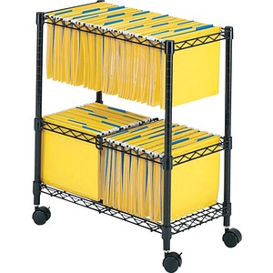 2-Tier 25.8"W Black Rolling File Cart - Click Image to Close