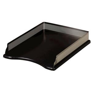 Rolodex Distinctions Legal/Letter Tray - 2.55" x 10.66" x 16" - Metal, Wood - Black, Gunmetal