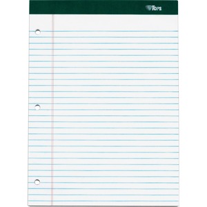 Tops Double Docket Writing Pad - 100 Sheet(s) - 60lb - Legal/Narrow Ruled - Letter 8.5" x 11" - 3 Pack - White