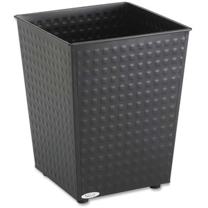Safco Checks Wastebasket - 6gal Capacity - Square - 10.5" Opening Diameter - 12.75" Height - Steel - Black