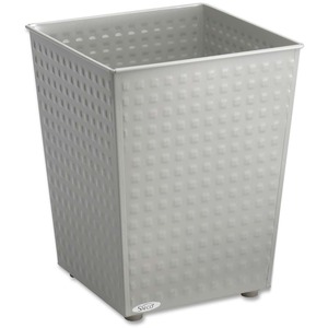 Safco Checks Wastebasket - 6gal Capacity - Square - 10.5" Opening Diameter - 12.5" Height - Steel - Gray