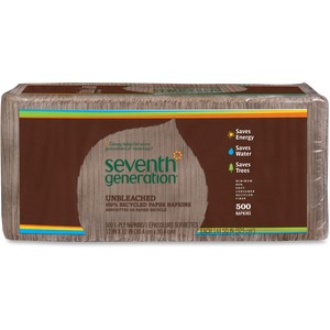 Seventh Generation Recycled Napkin - Paper Napkin - 1 Ply - 500 Per Pack - 11.5" x 12.5" - Brown
