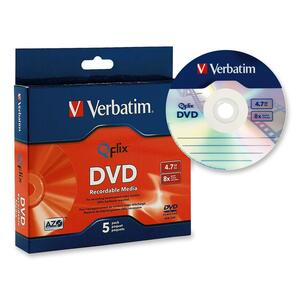 Verbatim Qflix 8x DVD-R Media - 4.7GB - 120mm Standard - 5 Pack Slim Case