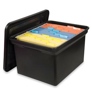 Rubbermaid File N Store Portable Bin with Lid - Letter - External Dimensions 10.75" Height x 18" Width x 14" Depth - Black