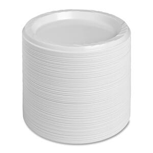 Genuine Joe Reusable/Disposable Plate - Plastic - 7" - White