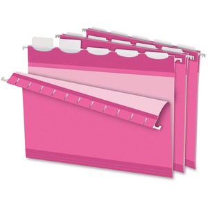 Esselte Ready-Tab Breast Cancer Awareness Hanging File Folder - Letter - 8.5" x 11" - 1/5 Tab Cut - 20 / Box - Pink