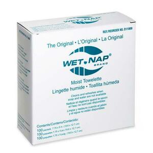 No entry Wet-Nap Moist Towelette - Towelette - 5" x 7.75" - White