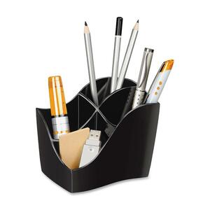CEP Desktop Organizer - 4.6" x 3.5" x 3.8" - 4 Compartment(s) - Polystyrene - Black
