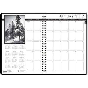 House of Doolittle Black on White Planner - Monthly - 8.5" x 11" - December till January - 1 Month Per 2 Page(s) - Paper Page - Black, White