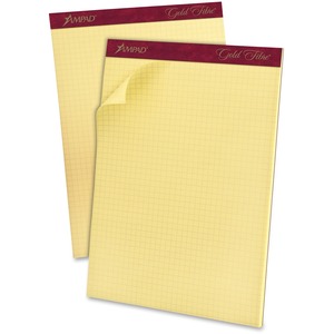 Gold Fibre Canary Quadrille Pad - 50 Sheet(s) - 15lb - Quad Ruled - 8.5" x 11.75" - 1 Pad - Canary